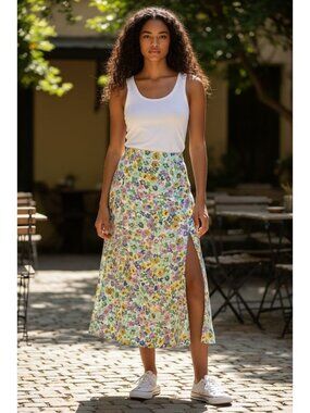 RESA Floral Midi Slit Hem Skirt Size X Small